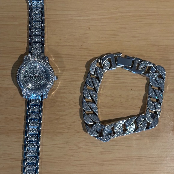 2pcs/set Rhinestone Quartz watch for women Fashion analog wrist watch & Bracelet - Picture 2 of 3